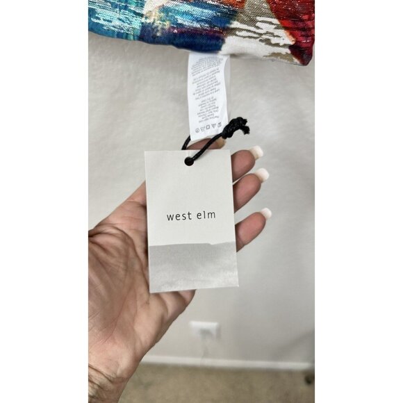 West Elm Set Of 2 Pillow Covers Shams Abstract Watercolor Silver Metallic  NWT - Picture 7 of 11